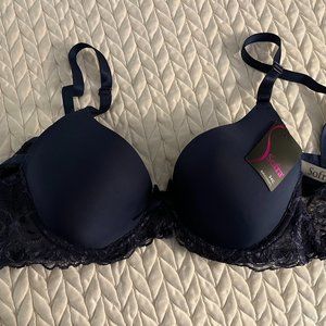 Sofra Navy Blue Lace Bra, 34C